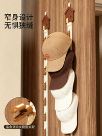 Door Back Hat Organizer Rack with Clips, No-Drill Wall Mounted Scarf and Hat Hanger for Closet