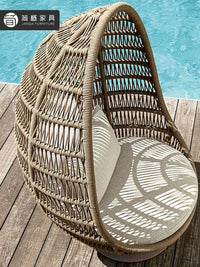 Outdoor Wicker Hanging Basket Swing Chair for Patio Balcony Garden, Leisure Lounge Rocking Chair