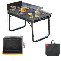 Portable Aluminum Alloy Mesh Grill Table with Adjustable Height, Lightweight Folding Outdoor Table