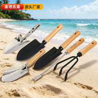 Gardening Hand Trowel with Wooden Handle for Potted Plants, Soil Loosening, and Beach Digging