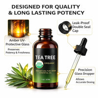 Organic Tea Tree Essential Oil for Massage, Skin and Hair Care - Multi-purpose Aromatherapy Oil for Moisturizing Skin