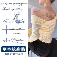 Herbal Juice Temporary Tattoo Stickers, Small Fresh Finger Cute English Letter Designs