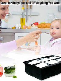 SOING Food-Grade Silicone Ice Cube Tray with Lid, Large Capacity Sphere and Square Molds for Home and Commercial Use