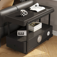 Italian Minimalist Solid Wood Sofa Side Table with Smart Speaker and Charging, Living Room Storage Cabinet