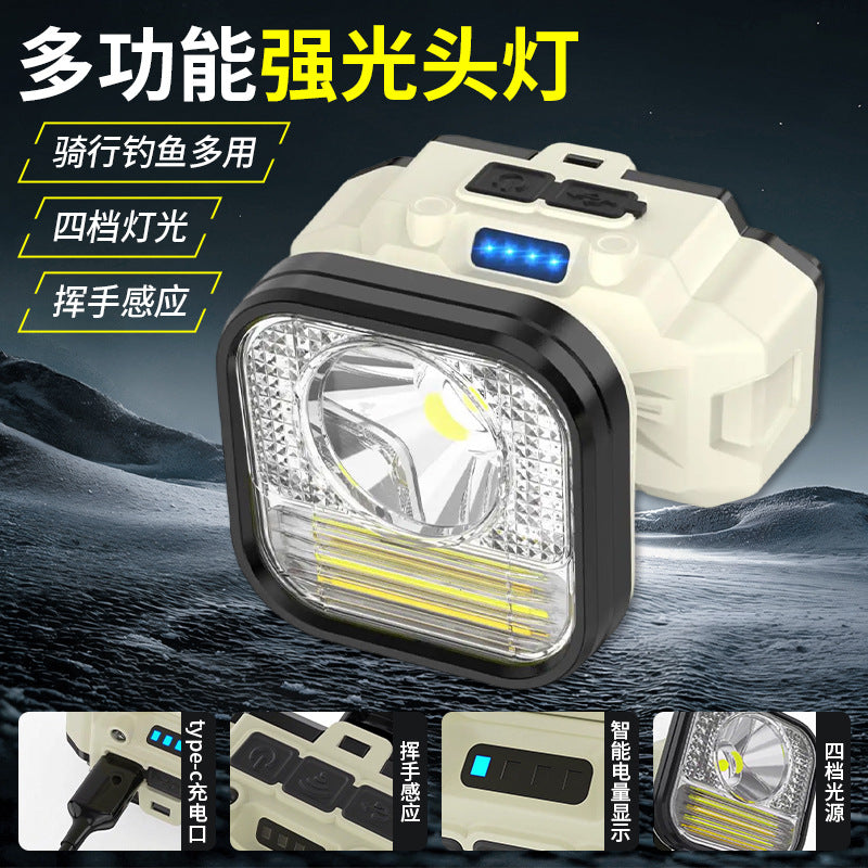 Rechargeable LED Headlamp with Motion Sensor for Outdoor Activities