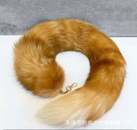 Real Fox Tail Keychain for Hanfu and Cosplay Outfits, Handmade Plush Accessory