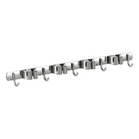 Stainless Steel Mop and Broom Holder Wall Mount with Hooks, No-Drill Organizer for Bathroom and Kitchen