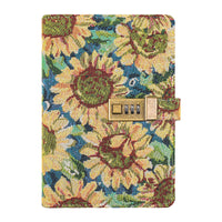 A5 Fabric Cover Password Lock Journal Notebook with Lock for Students, Creative Gift, Retro Diary