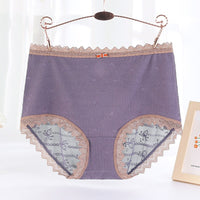 Women's High Waist Tummy Control Lace Mesh Briefs with Antibacterial Gusset