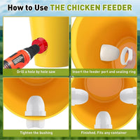 Gravity-Fed Poultry Feeder and Waterer Kit for Chickens and Ducks