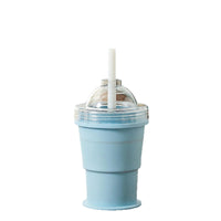 Portable Silicone Ice Ball Maker Bottle with Straw, Foldable Ice Cube Mold Water Bottle for Summer Drinks
