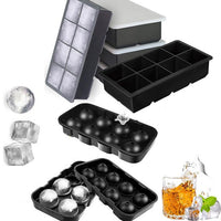 8-Cavity Silicone Ice Ball and Cube Mold for Freezer, Food-Grade