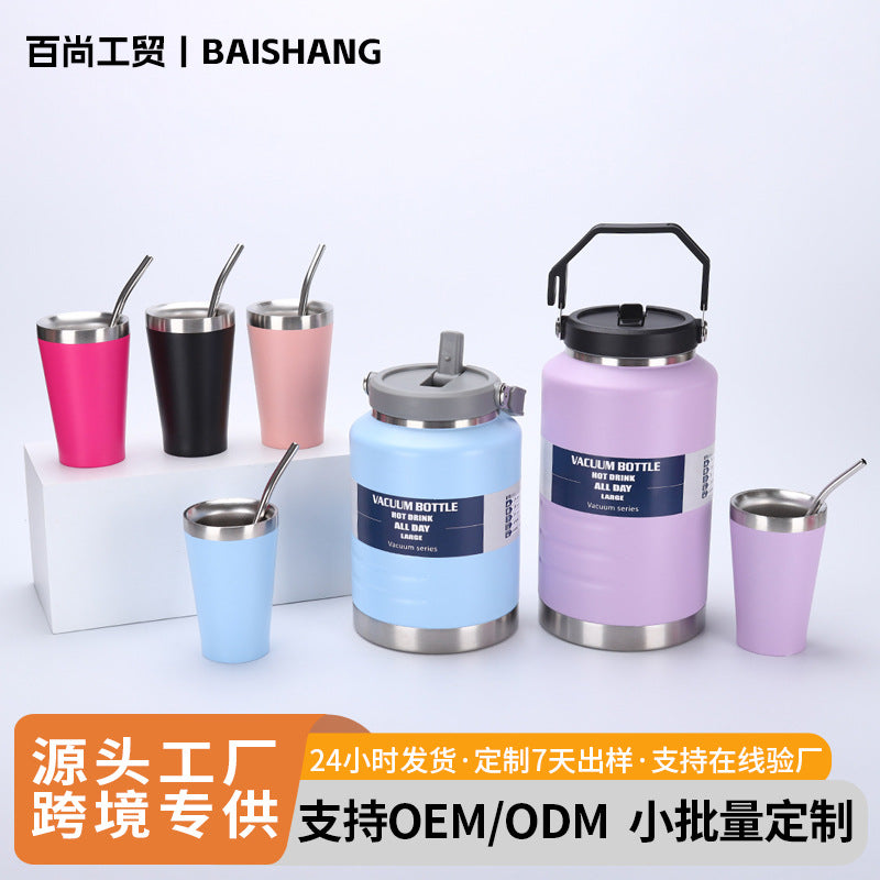 Large Capacity 304 Stainless Steel Double-Layer Vacuum Insulated Water Bottle Portable Outdoor Space Kettle