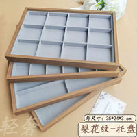 Large Pear Wood Grain Flannel Jewelry Display Tray for Glasses, Bracelets, Necklaces, Rings, and Earrings
