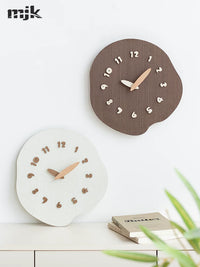 MJK Nordic Solid Wood Creative Wall Clock for Living Room, Silent Home Decor Timepiece