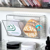 Bathroom Mirror Cabinet Organizer Clear Acrylic Cosmetic Storage Box Wall-Mounted for Cotton Pads Swabs Lipsticks
