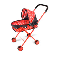Kids Large Doll Stroller Toy Girls Pretend Play Foldable Shopping Cart with Doll Simulation Iron Rod Baby Trolley