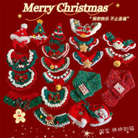 Christmas Pet Scarf and Hat Set for Cats and Dogs - Festive Reindeer and Snowman Designs