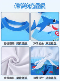 Boys' Quick-Dry Split Swimsuit Set with Cap and Goggles for Kids