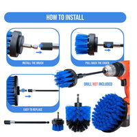 8-Piece Power Drill Brush Set with Extension Rod for Cleaning