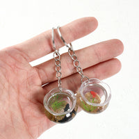 Miniature Fish Tank Keychain Ornament with Artificial Sand and Koi Fish