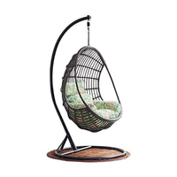 Outdoor Rattan Wicker Hanging Egg Chair with Stand, Single Person Swing Basket for Patio Balcony Garden