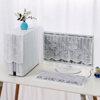 Lace Fabric Computer Monitor Dust Cover Set for All-in-One Desktop PCs, 17-23 Inch Universal