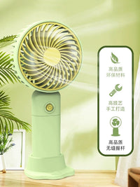 Portable USB Rechargeable Mini Handheld Desk Fan with 3-Speed Settings and Base