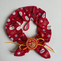 Pet Wedding Scarf Collar with Bow Tie for Cats and Dogs, Festive Red Accessory for New Year Celebrations