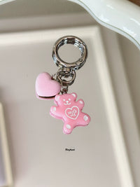Acrylic Bear & Heart Charm Keychain for Phones & Bags