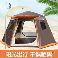 Automatic Hexagonal Camping Tent for 3-8 People, Double Layer, Aluminum Pole, Sun Protection, Rainproof
