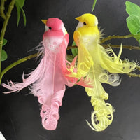 Artificial Feathered Curly Bird Ornament, Foam Craft Accessory, 14cm