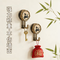 Retro Cute Cat Wall Hooks Key Holder No-Drill Entryway Organizer Shelf
