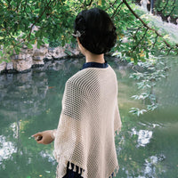 Women's New Chinese Style Qipao Shawl Thin Hollow Knit Cape for Spring/Autumn