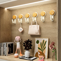 No-Drill Wooden Wall Hooks for Entryway, Bedroom, Kitchen, and Bathroom Organization