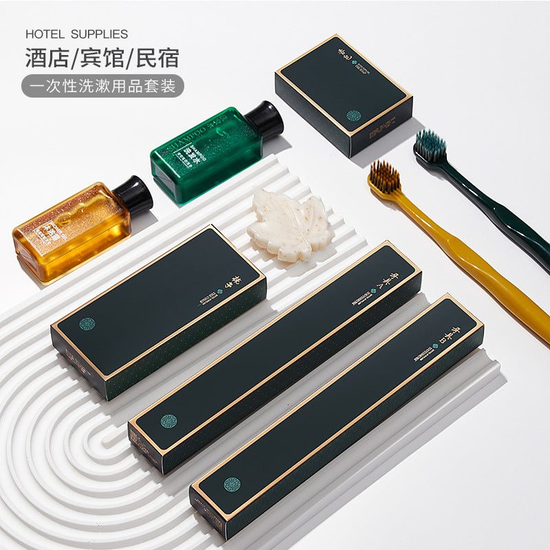 Disposable Hotel Guest Amenity Set with Toothbrush, Toothpaste, and Soap for Travel and Hospitality