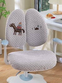 Kids Study Chair Cover Set Non-Slip Elastic Split Design for Student Swivel Chairs