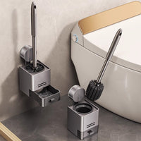 Powerful Suction Cup Toilet Brush Set with Holder, No Dead Angle Cleaning Tool, Wall-Mounted, Drainable