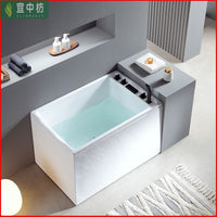 Compact Deep Soaking Bathtub for Adults and Kids, Freestanding Small Household Tub