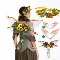 Butterfly Flower Wreath Cicada Wing Set for Angel Elf Halloween Stage Performance Decoration