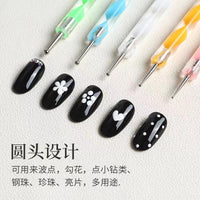Dual-Ended Nail Art Dotting Pen Set for Rhinestones and Designs - 5 Pieces