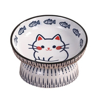 Ceramic Elevated Pet Bowl for Cats and Dogs - Tilted Design for Comfortable Eating and Drinking, Prevents Chin Acne