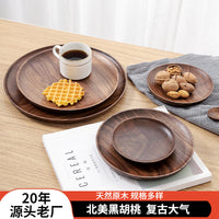 North American Black Walnut Wood Serving Tray Round Fruit Plate