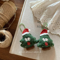 Korean Ins Style Cartoon Santa Bear Felt Keychain Bag Charm