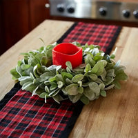 Flocked Lamb's Ear & Rabbit Ear Leaf Wreath with White Frosting for Home Decor