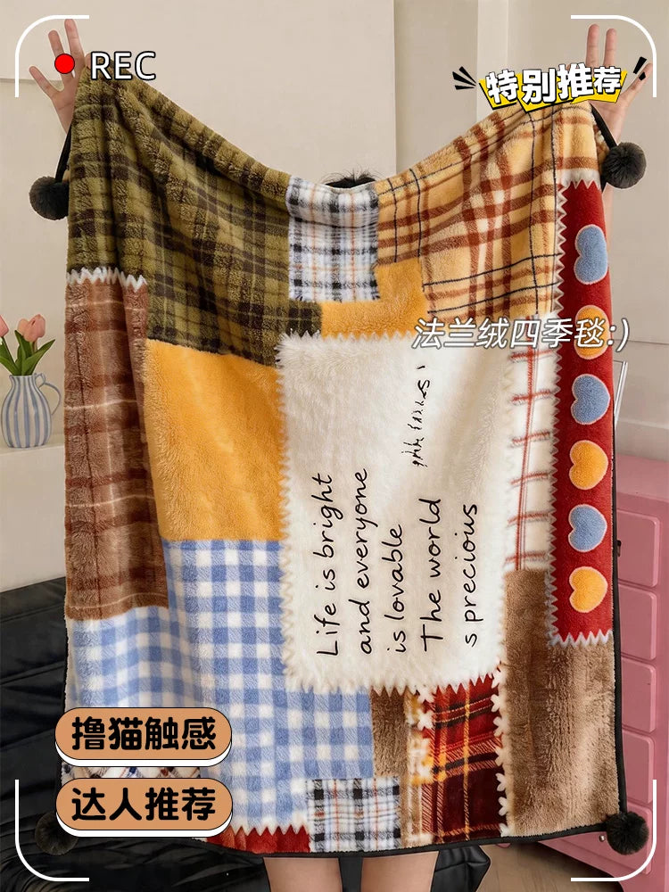 Summer Flannel Blanket Office Nap Shawl Air Conditioning Sofa Blanket 2026 New Children's Small Cover Blanket