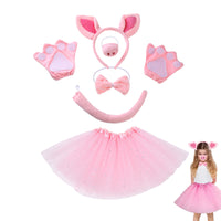 Halloween Pink Pig Costume Set for Kids - Headband, Tail, Skirt, and Accessories