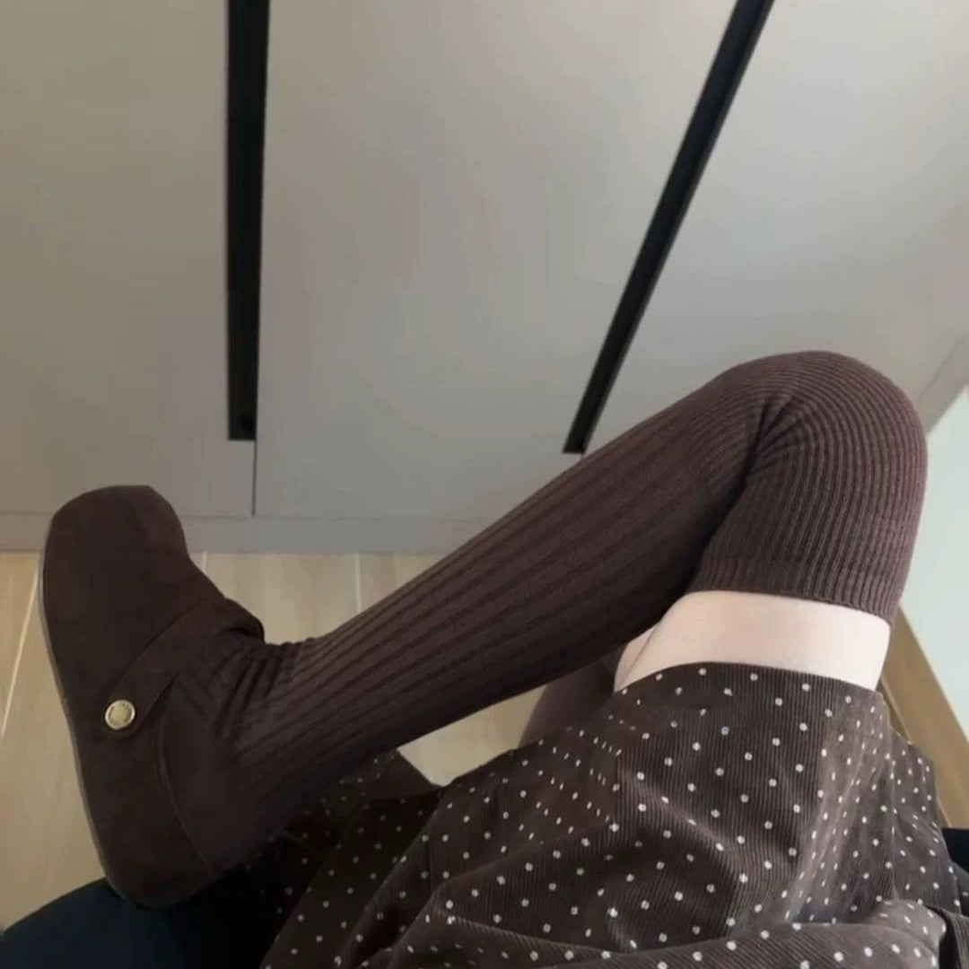 Ginger Heating Wool Over-the-Knee Socks for Women, Thickened Thermal Thigh-High Stockings