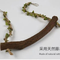 Natural Wood Bird Perch Swing Toy for Parrots and Small Birds, Chew-Resistant Climbing and Grinding Toy
