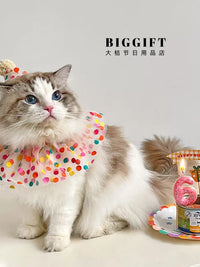 Pet Birthday Party Set with Bandana, Hat, and Number Candle for Cats and Dogs